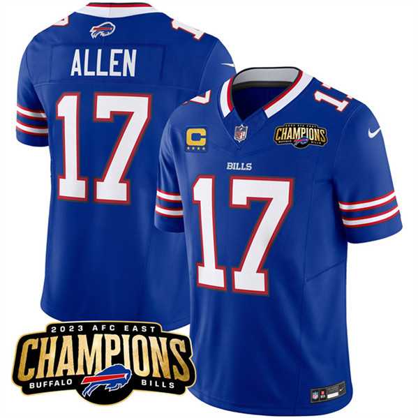 Men & Women & Youth Buffalo Bills #17 Josh Allen Blue 2023 F.U.S.E. AFC East Champions With 4-star C Ptach Stitched Jersey